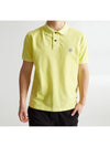 Men's Logo Patch Cotton Short Sleeve Polo Shirt Light Yellow - STONE ISLAND - BALAAN 4