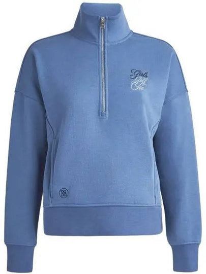 Women's Golf Too French Terry Quarter Zip Boxy Pullover Blue - G/FORE - BALAAN 2