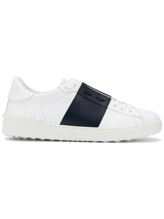 Calfskin Open Low Top Sneakers White Marine - VALENTINO - BALAAN 3