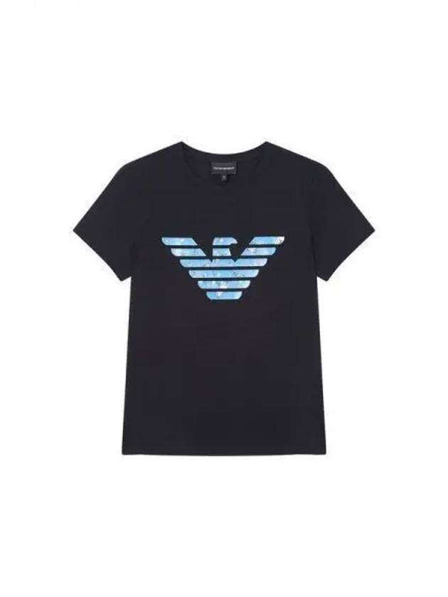 ARMANI 30 9 29 Women s Patterned Eagle Logo T Shirt Dark Navy 270916 - EMPORIO ARMANI - BALAAN 1