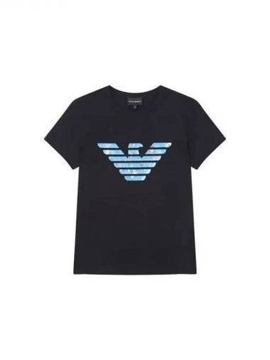 Women s Patterned Eagle Logo T Shirt Dark Navy 270916 - EMPORIO ARMANI - BALAAN 1