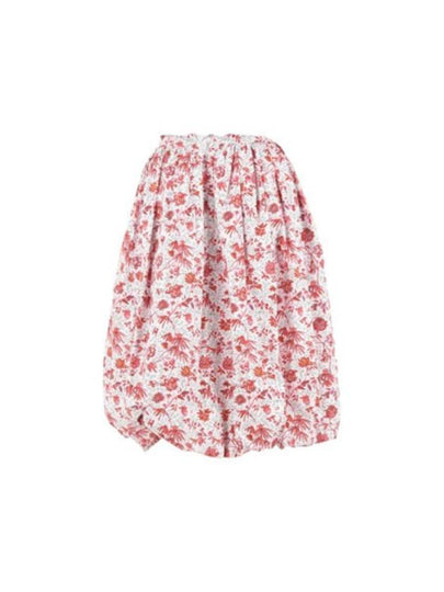 Women's Flower Midi Cotton Pleated Skirt White - PATOU - BALAAN 2