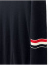 Merino Striped Crew Neck Knit Top Navy - THOM BROWNE - BALAAN 6