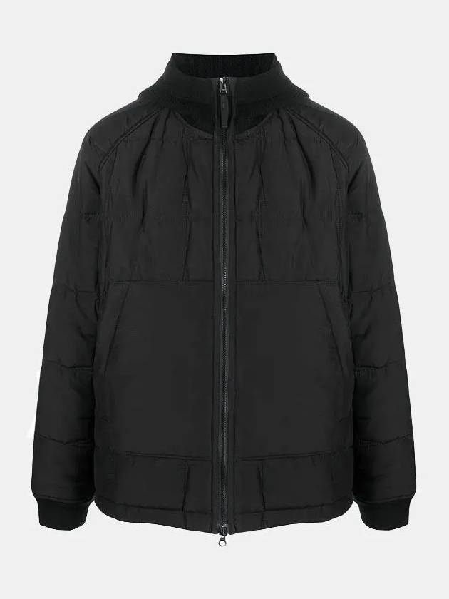 Wappen Patch Quilted Cupro Cotton Zip Up Hoodie Black - STONE ISLAND - BALAAN 4