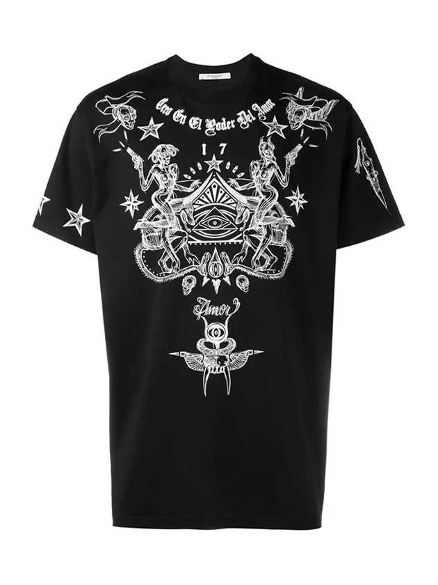 Tattoo Print Cotton Short Sleeve T-Shirt Black - GIVENCHY - BALAAN 2