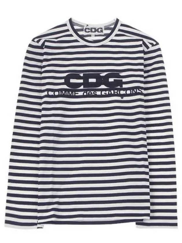 CDG logo striped border long sleeve t-shirt navy - COMME DES GARCONS - BALAAN 2