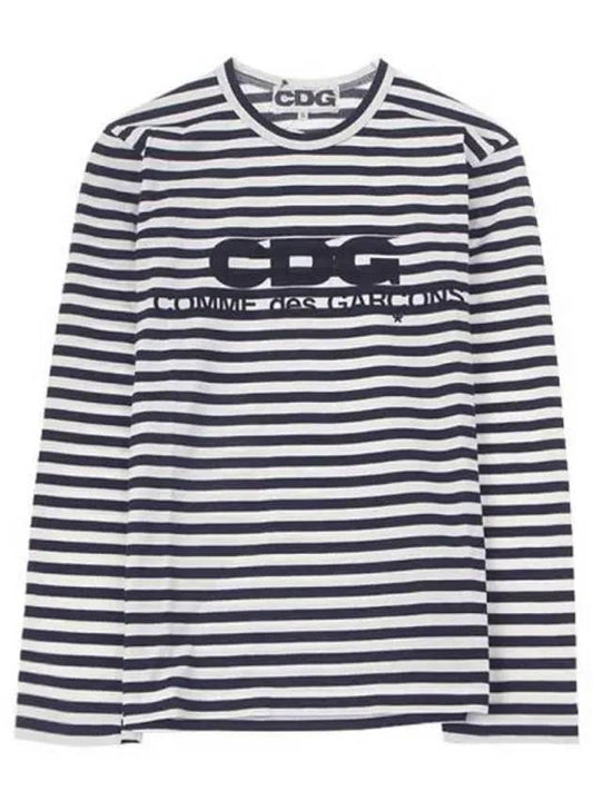 CDG logo striped border long sleeve t-shirt navy - COMME DES GARCONS - BALAAN 2