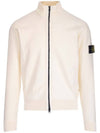 Logo Wappen Knit Zip-up Cardigan Ivory - STONE ISLAND - BALAAN 1