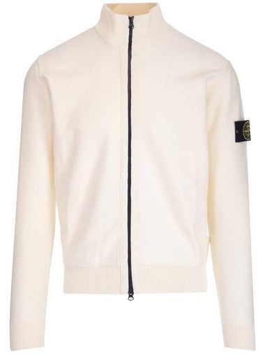 Logo Wappen Knit Zip-up Cardigan Ivory - STONE ISLAND - BALAAN 1