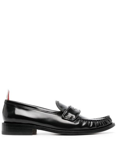 Pleated Leather Penny Loafers Black - THOM BROWNE - BALAAN 1