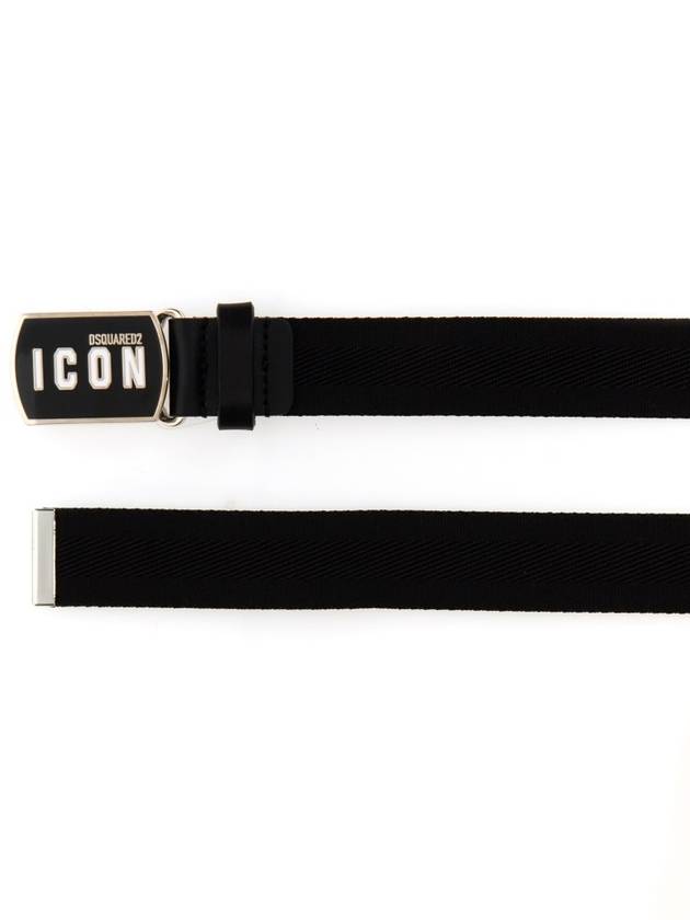 Icon Plaque Other Fabric Belt Black - DSQUARED2 - BALAAN 3