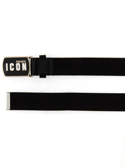 Icon Plaque Other Fabric Belt Black - DSQUARED2 - BALAAN 2