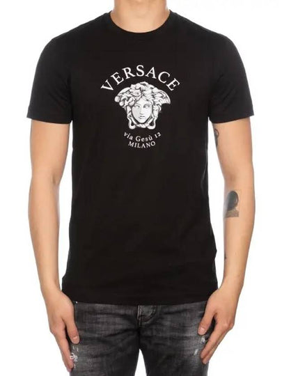 Men's Medusa Logo Printing Short Sleeve T-Shirt Black - VERSACE - BALAAN 2