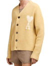 Heart Logo Oversized Cardigan Beige - AMI - BALAAN 5