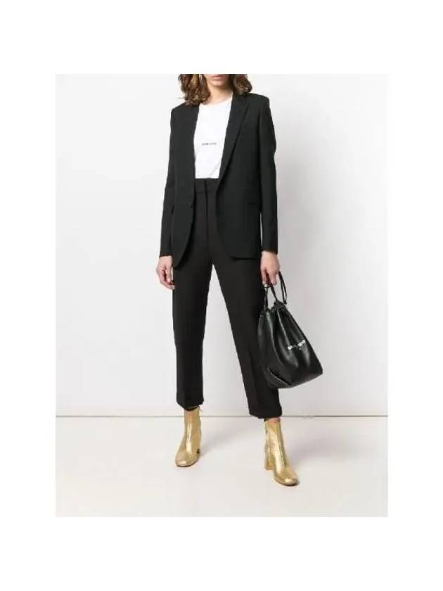 Women's Single Breasted Blazer Virgin Wool Jacket Black - SAINT LAURENT - BALAAN 5