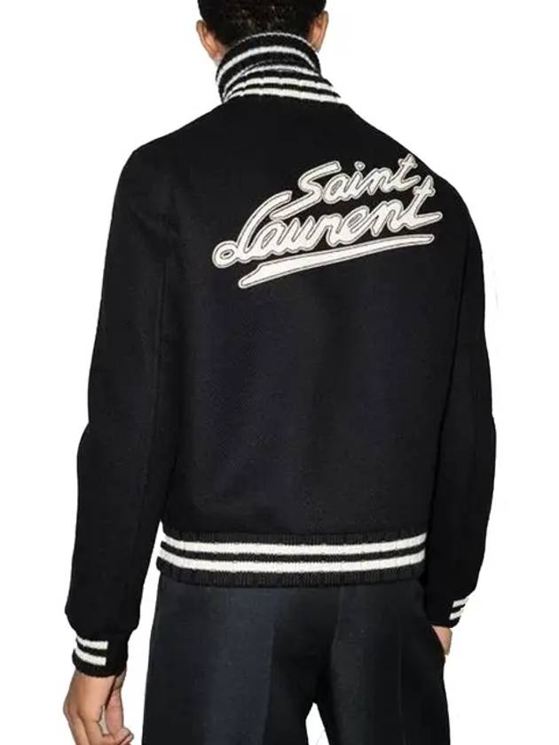 Teddy Wool Bomber Jacket  Black - SAINT LAURENT - BALAAN 3