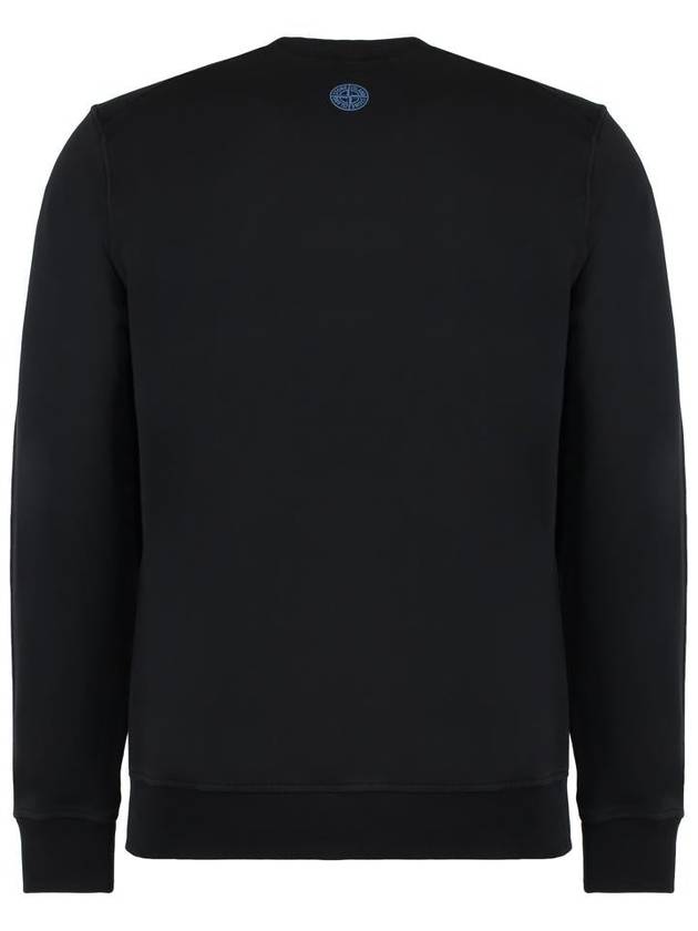 Cotton Fleece Crew Neck Sweatshirt Black - STONE ISLAND - BALAAN 3