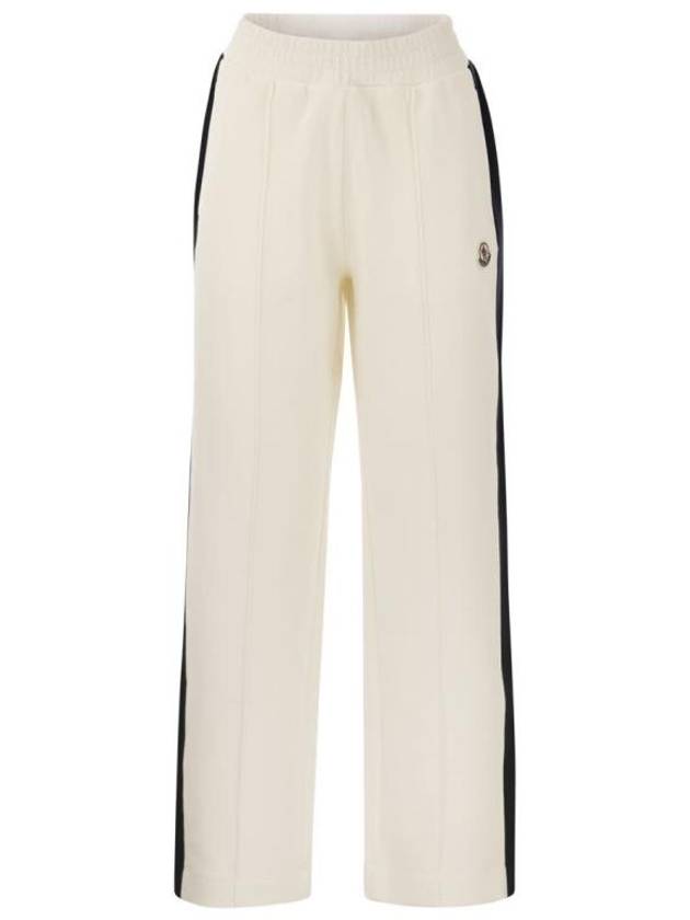 Logo Patch Cotton Track Pants White - MONCLER - BALAAN 1