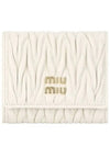 Matelasse Logo Calfskin Half Wallet White - MIU MIU - BALAAN 2