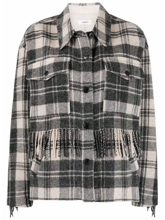 Pillora Check Fringe Coat VE1740 22P004E ECBK - ISABEL MARANT - BALAAN 1