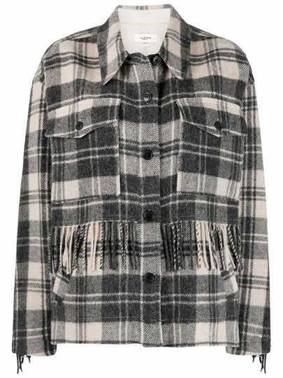 Pillora Check Fringe Coat VE1740 22P004E ECBK - ISABEL MARANT - BALAAN 2