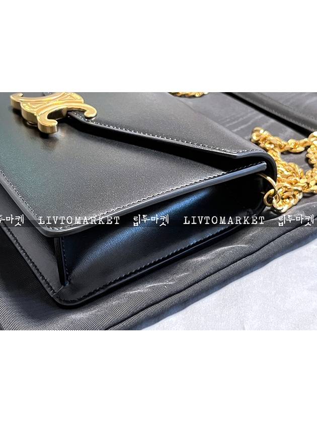 Triomphe Chain Shiny Calfskin Half Wallet Black - CELINE - BALAAN 5