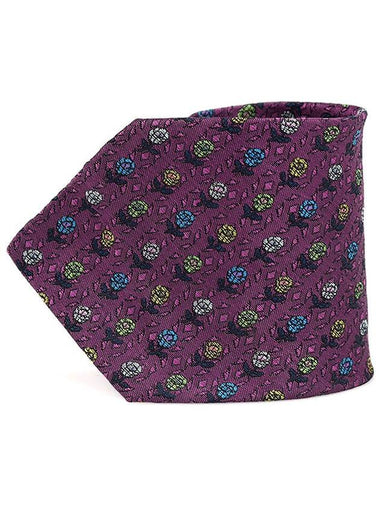 100 silk purple flower pattern tie - A. TESTONI - BALAAN 1