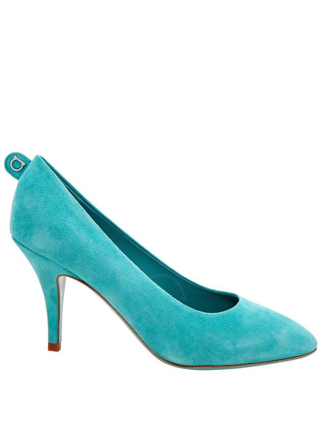 Salvatore Women's Suede Gancini Pumps Heel Blue - SALVATORE FERRAGAMO - BALAAN 2