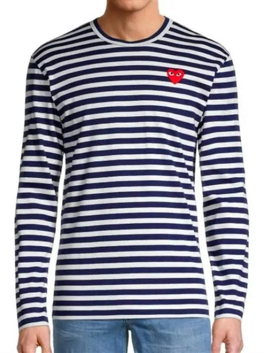 Red Heart Wappen Stripe Long Sleeve T-Shirt Blue P1 T0101 - COMME DES GARCONS - BALAAN 2