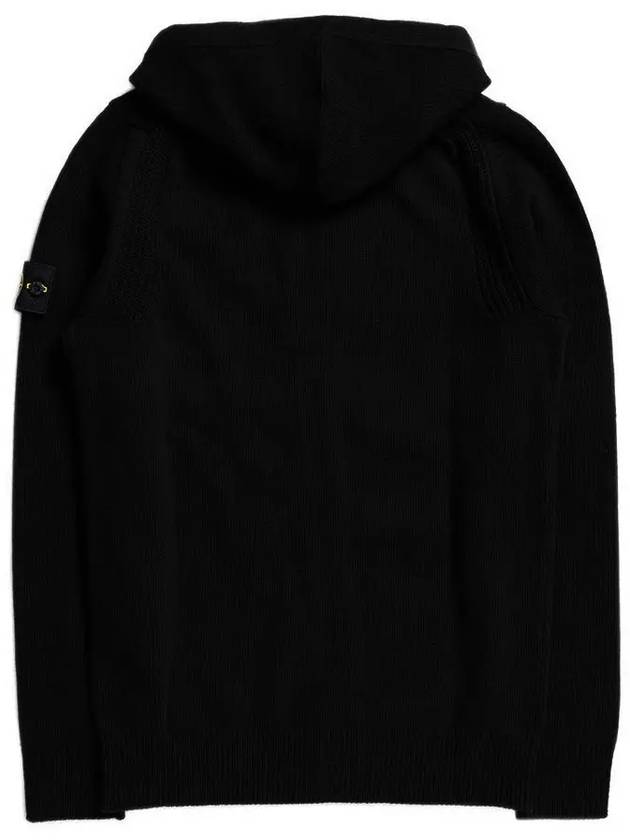 Waffen Patch Knit Zip Up Hoodie Black - STONE ISLAND - BALAAN 4