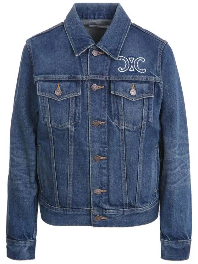 Trucker Wash Denim Jacket Blue - CELINE - BALAAN 3