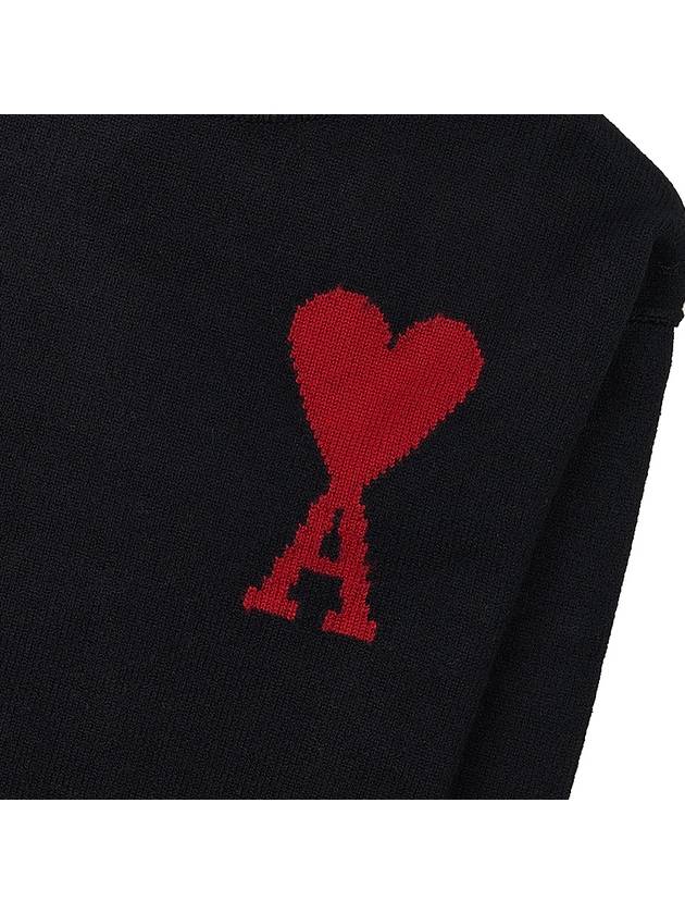 Intarsia Heart Logo Turtleneck Black - AMI - BALAAN 7