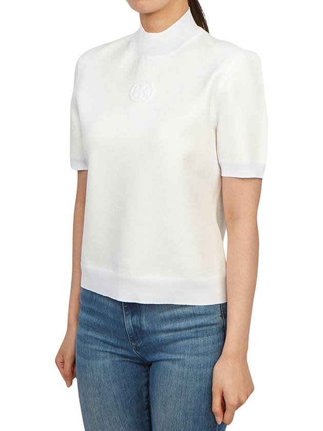 Logo Mockneck Short Sleeve Knit Top White - TORY BURCH - BALAAN 3