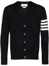 Men's Sustainable Classic Diagonal Wool Cardigan Navy - THOM BROWNE - BALAAN 3