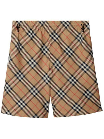 Check Print Drawstring Shorts Beige - BURBERRY - BALAAN 1