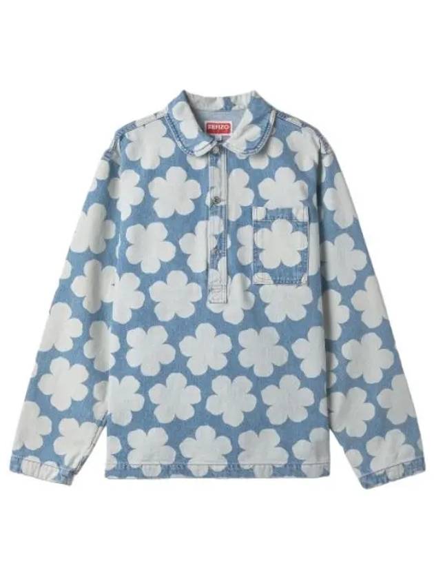 flower pattern shirt blue - KENZO - BALAAN 1