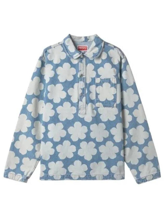 flower pattern shirt blue - KENZO - BALAAN 1