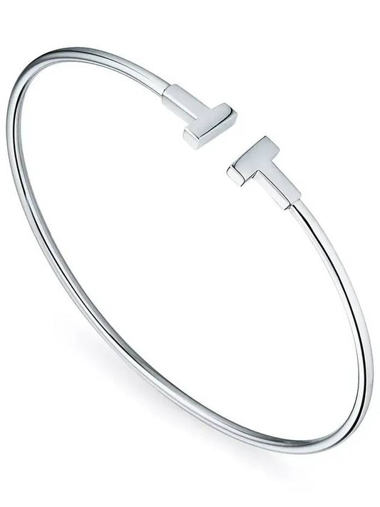 T narrow wire bracelet white gold 60010777 - TIFFANY & CO. - BALAAN 1