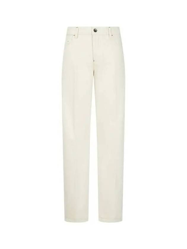 Women s Leather Logo Patch Regular Fit Jeans Cream 271432 - EMPORIO ARMANI - BALAAN 1