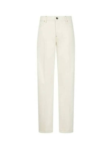 Women s Leather Logo Patch Regular Fit Jeans Cream 271432 - EMPORIO ARMANI - BALAAN 1