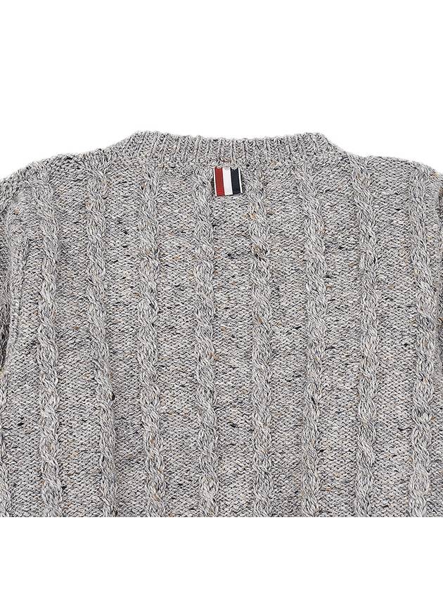 Donegal Twist Cable 4-Bar Classic Crewneck Knit Top Light Grey - THOM BROWNE - BALAAN 10