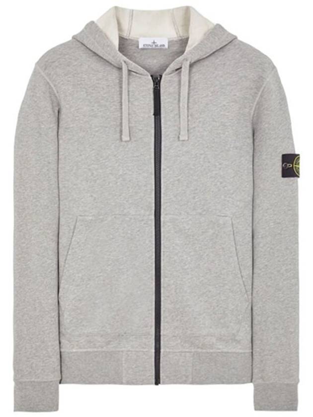 Men Wappen Cotton Fleece Hooded Zip Up Dust Melange - STONE ISLAND - BALAAN 2