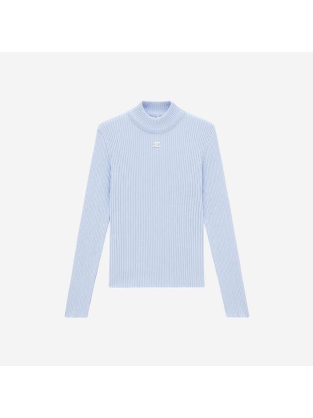 Mockneck Rib Knit Top Blue Sky - COURREGES - BALAAN 2