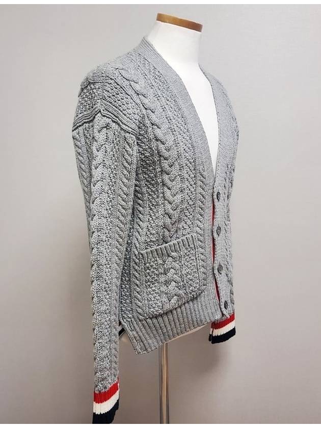 Three Stripes Aran Cable Cardigan 2 - THOM BROWNE - BALAAN 6