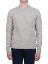 Men's Tonal Cashmere Crew Neck Sweater Champagne - AMI - BALAAN 2