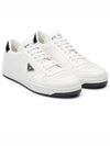 Downtown Triagle Logo Leather Low Top Sneakers White - PRADA - BALAAN 2