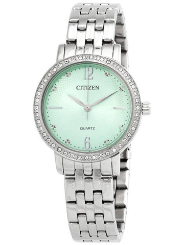 Citizen Quartz Crystal Green Dial Ladies Watch EL3100-55X - CITIZEN - BALAAN 1