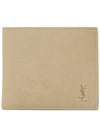 Cassandre Logo Bifold Half Wallet Beige - SAINT LAURENT - BALAAN 1