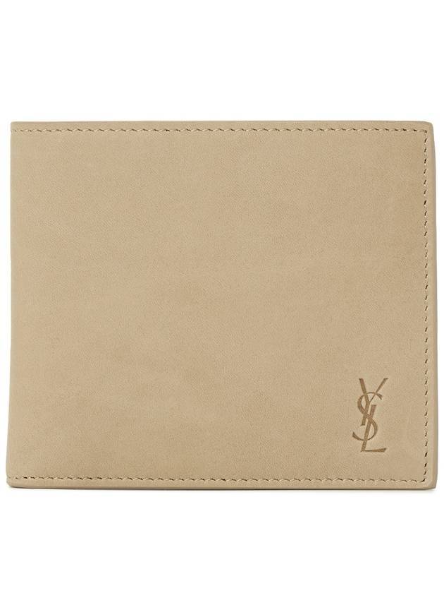 Cassandre Logo Bifold Half Wallet Beige - SAINT LAURENT - BALAAN 1