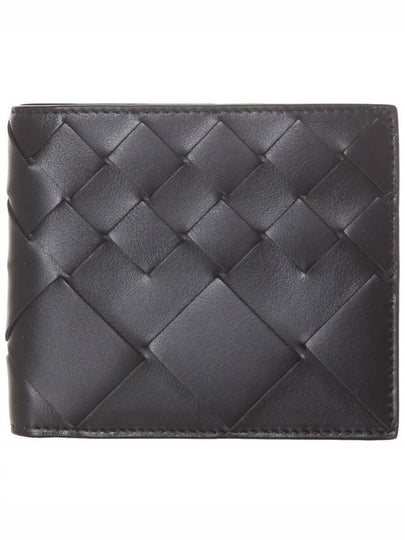 Intrecciato Leather Bi Fold Half Wallet Black - BOTTEGA VENETA - BALAAN 2